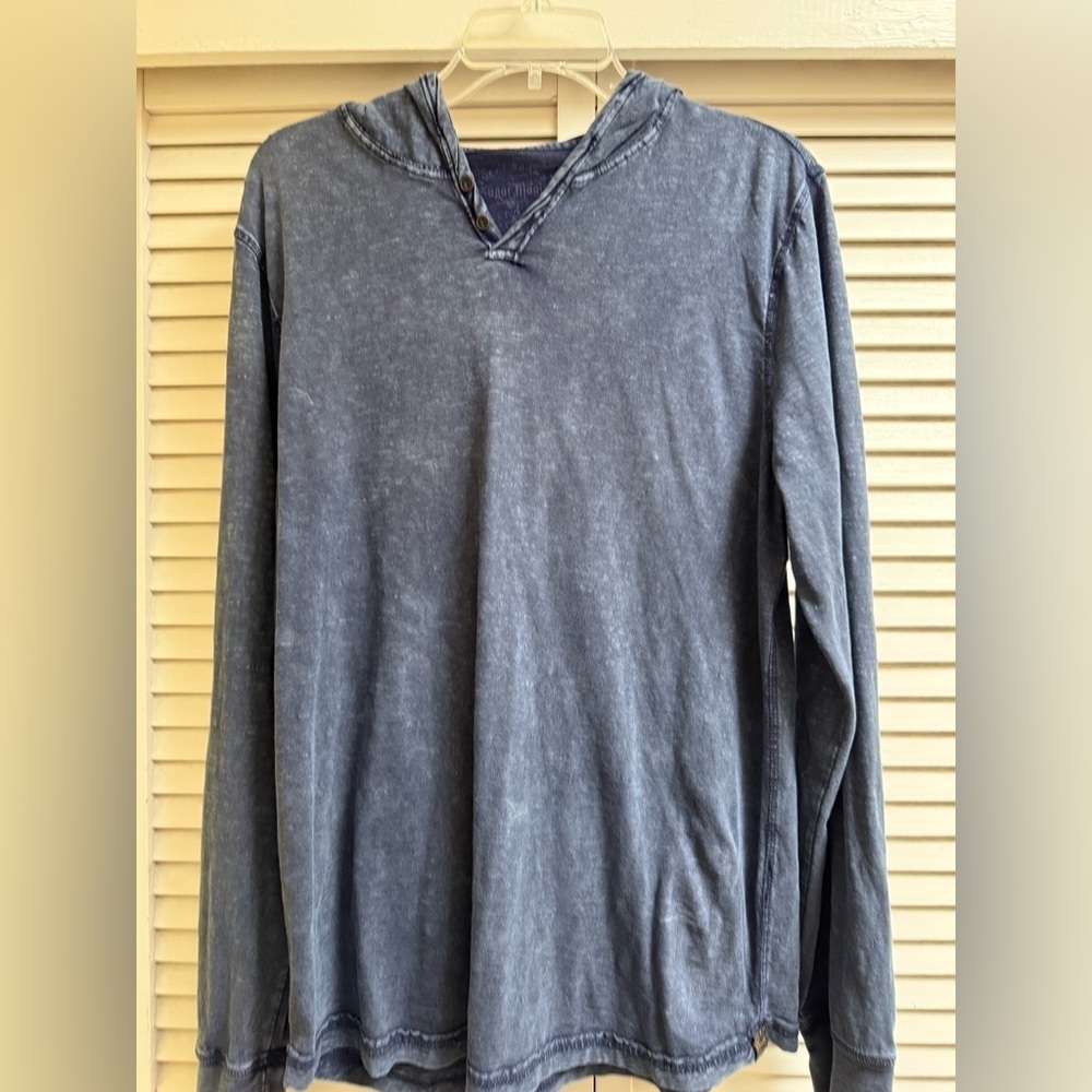 Lucky Brand Sugar Magic Men's Blue Hooded Shirt Sz M